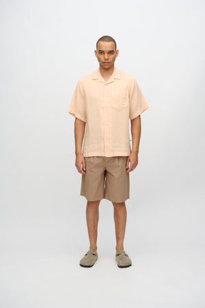 minimum male Hayden kortærmet hørskjorte 4115 Short Sleeved Shirt 1110 Creme De Peche