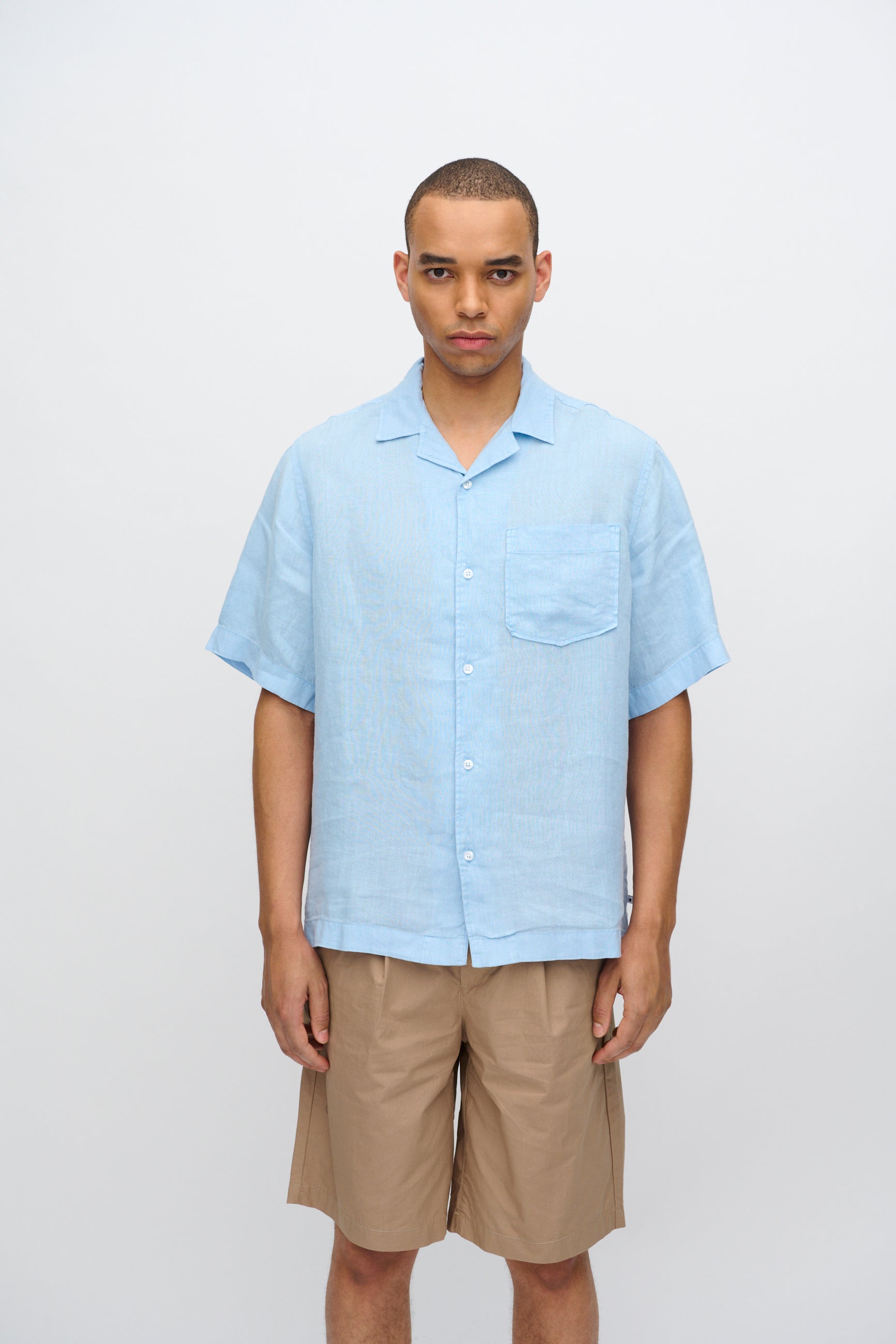 minimum male Hayden kortærmet hørskjorte 4115 Short Sleeved Shirt 4105 Angel Falls