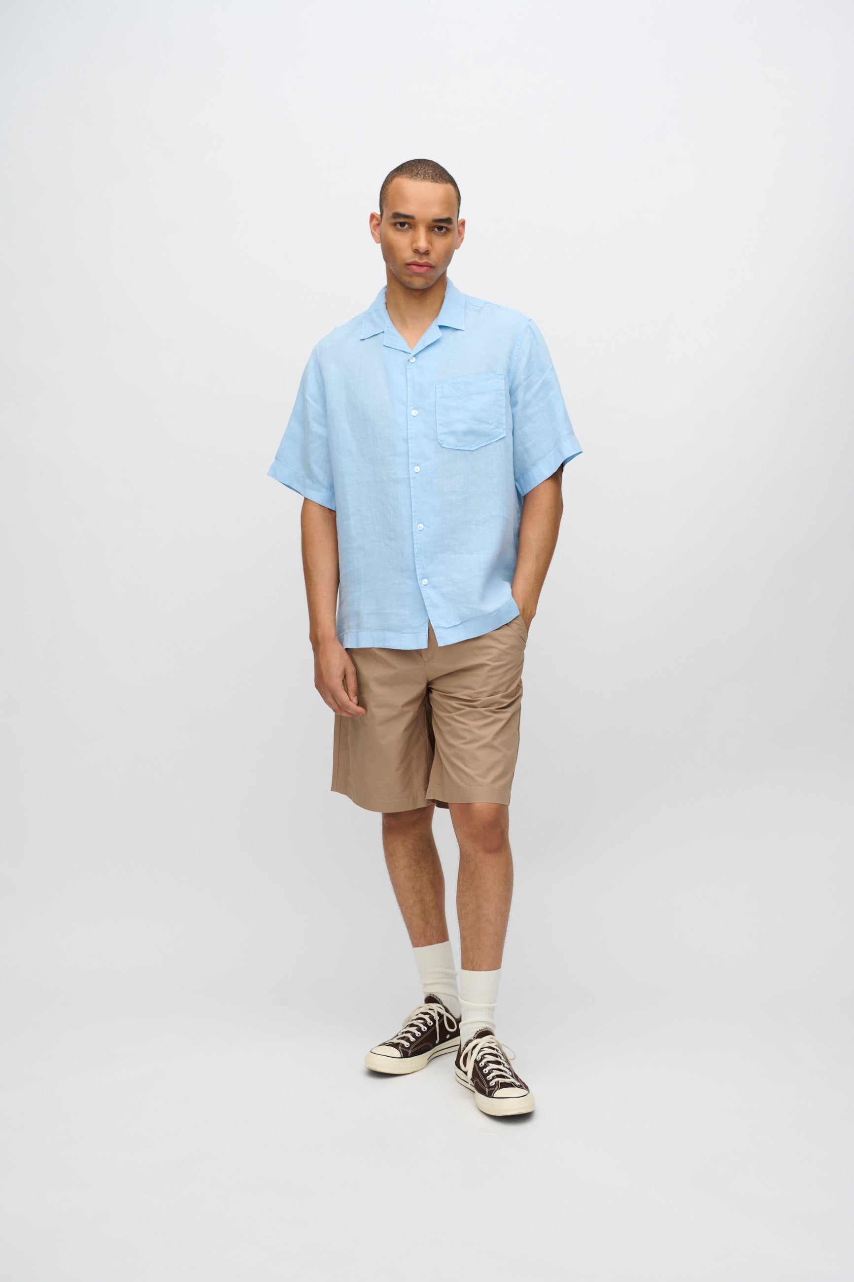 minimum male Hayden kortærmet hørskjorte 4115 Short Sleeved Shirt 4105 Angel Falls