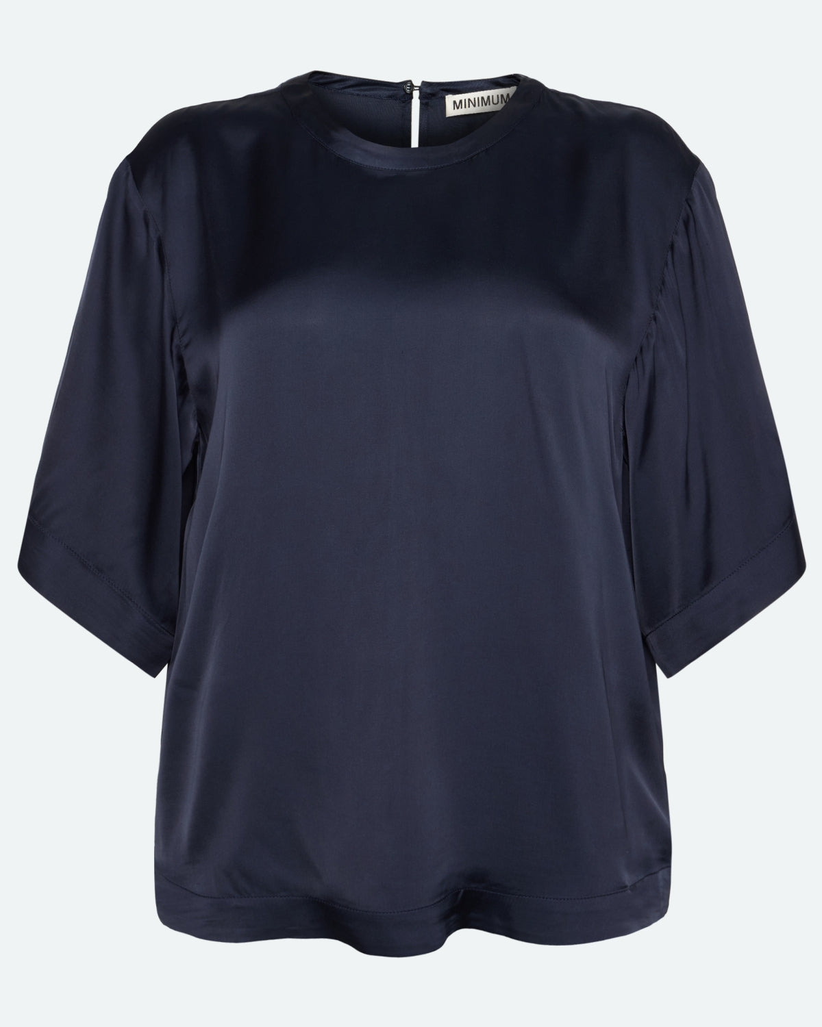 minimum female Janey kortærmet satinbluse 4165 Short Sleeved Blouse 3922 Sky Captain