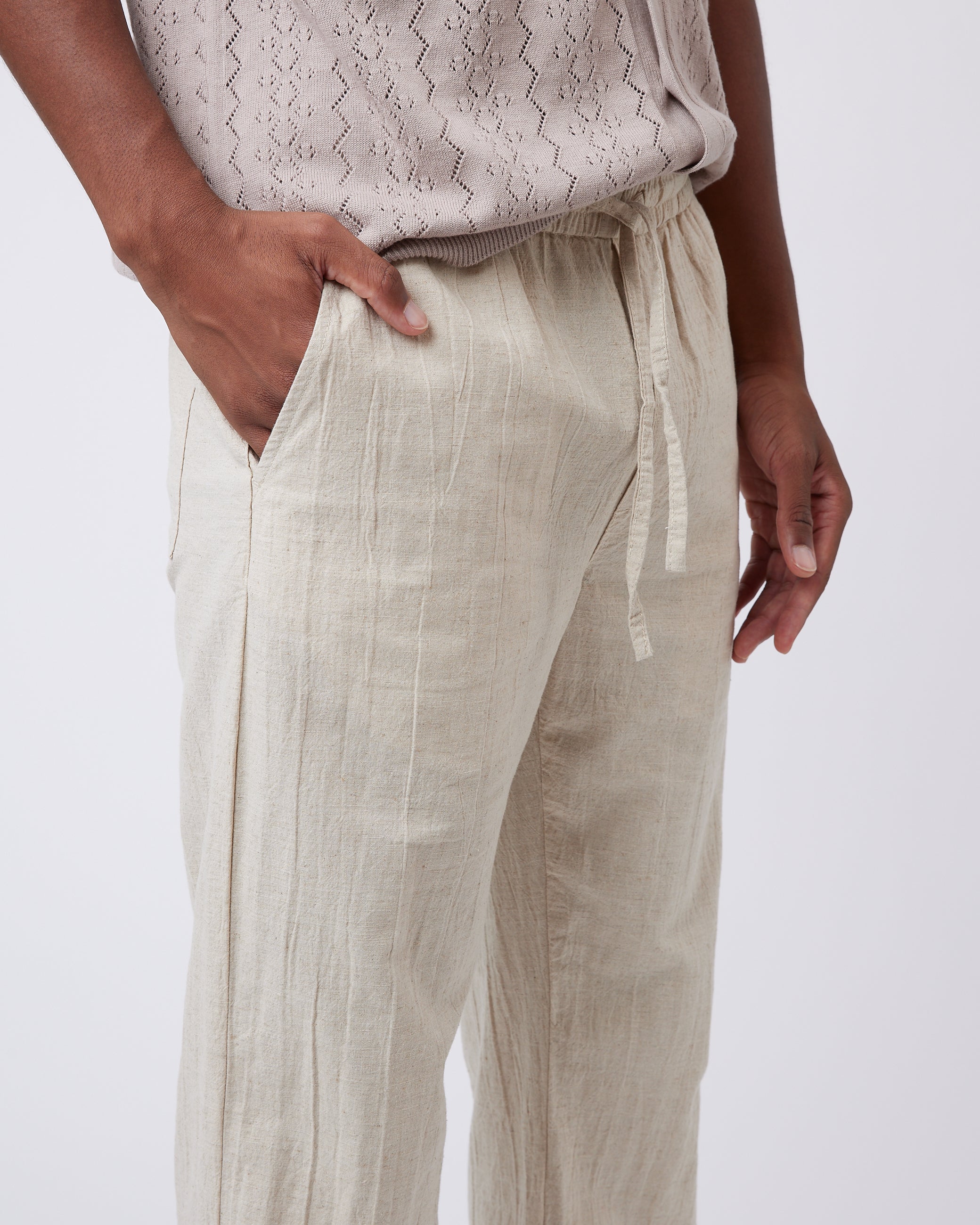 minimum male Jennusa afslappede bukser i hørblanding 3598 Casual Pants 5304 Rainy Day