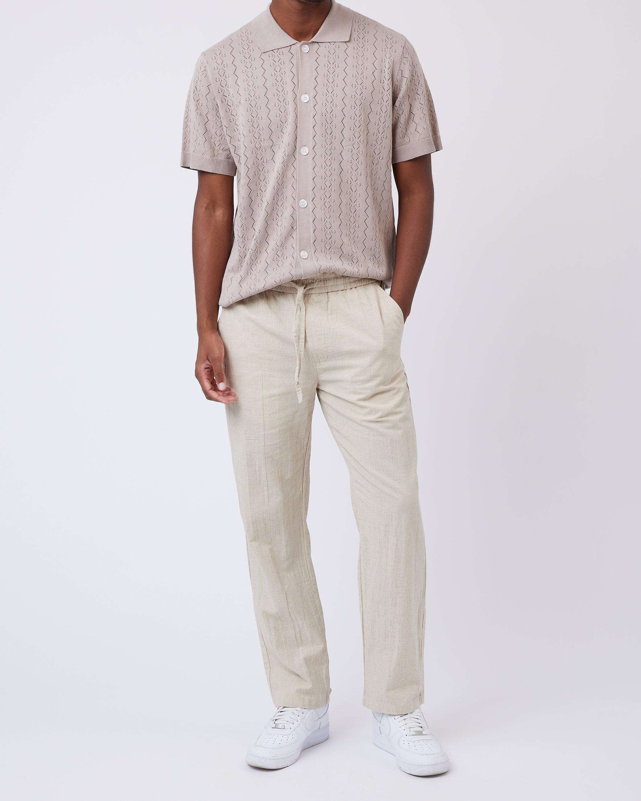 minimum male Jennusa afslappede bukser i hørblanding 3598 Casual Pants 5304 Rainy Day