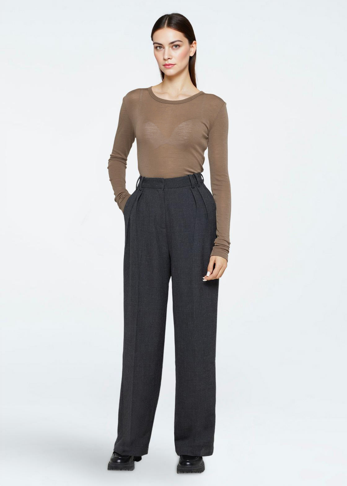 minimum female Lunay pants 4428 Dressed Pants 980M Dark Grey Melange