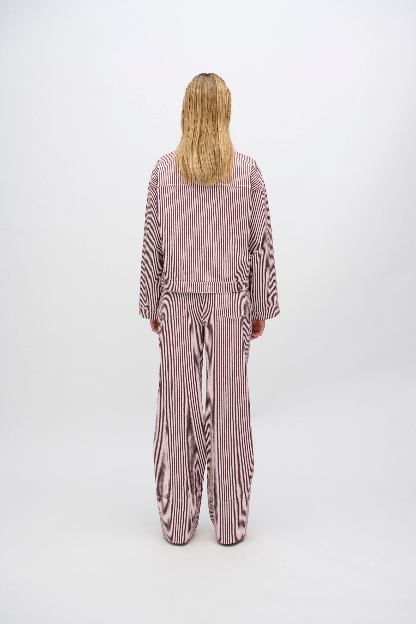 minimum female Malenes let denimjakke i striber 4328 Lightweight Jacket 0608 Coco Milk