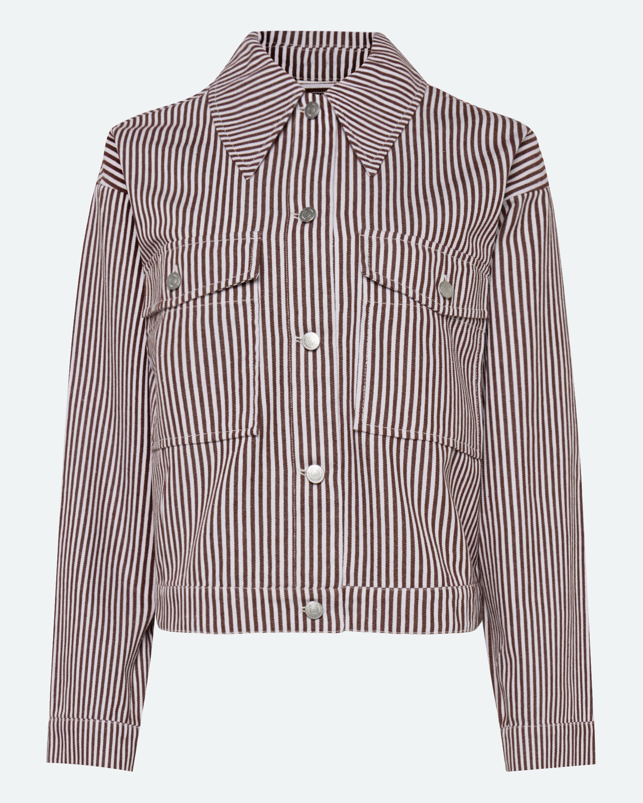 minimum female Malenes let denimjakke i striber 4328 Lightweight Jacket 0608 Coco Milk