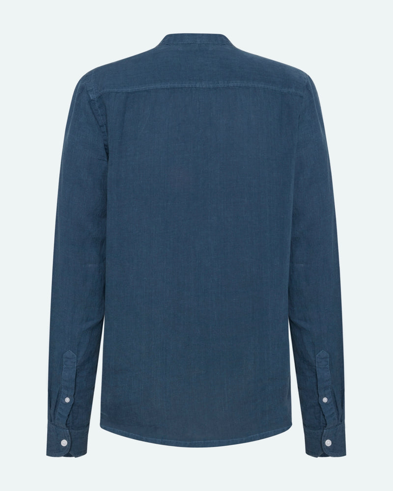 minimum male Mando langærmet hørskjorte 4115 Long Sleeved Shirt 2340 Blue Ashes