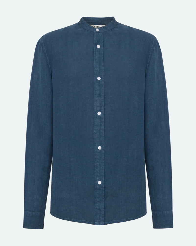 minimum male Mando langærmet hørskjorte 4115 Long Sleeved Shirt 2340 Blue Ashes