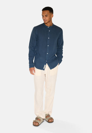 minimum male Mando langærmet hørskjorte 4115 Long Sleeved Shirt 2340 Blue Ashes