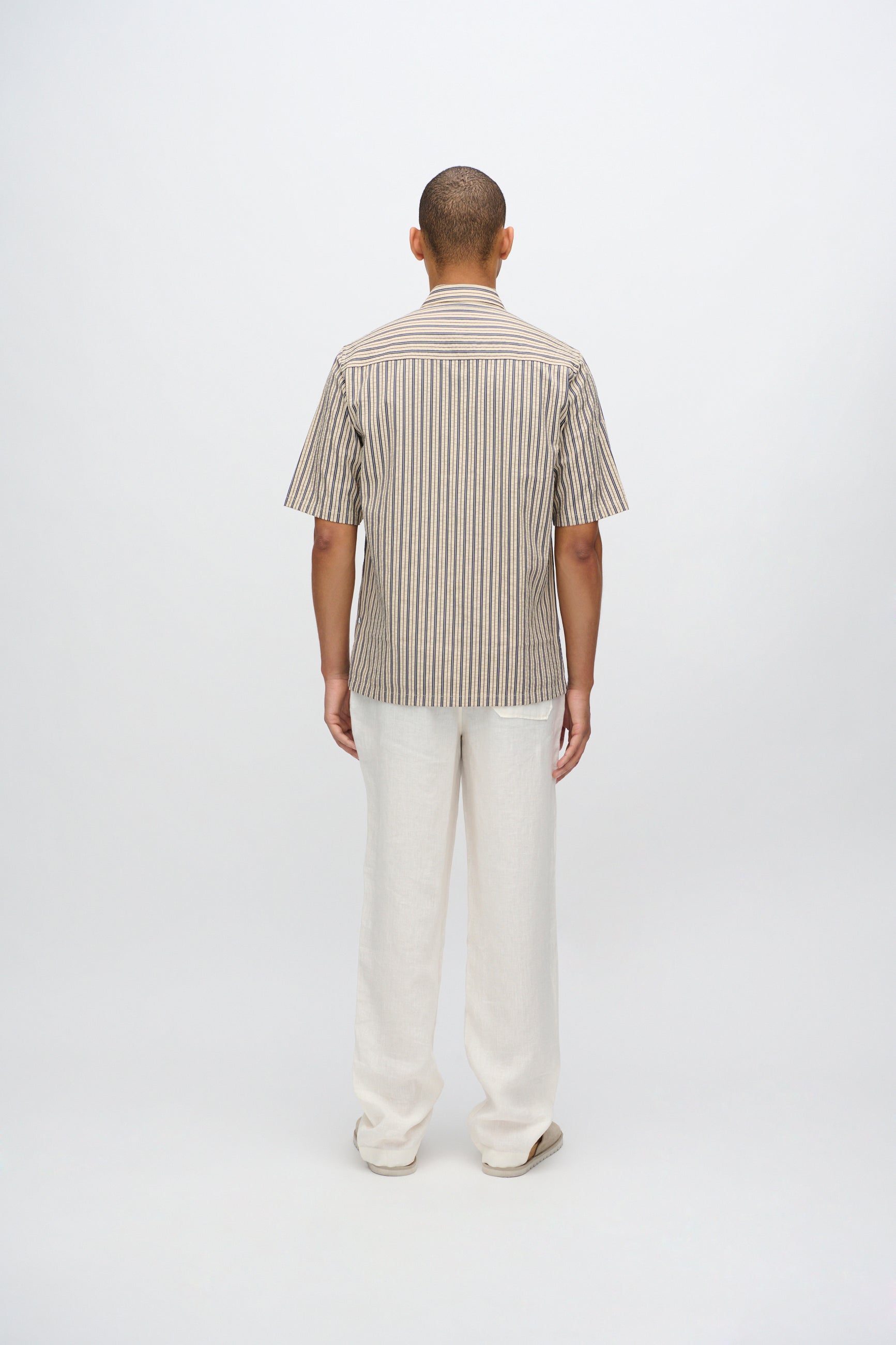minimum male Nash kortæmet skjorte i striber 4242 Short Sleeved Shirt 0418 Hay