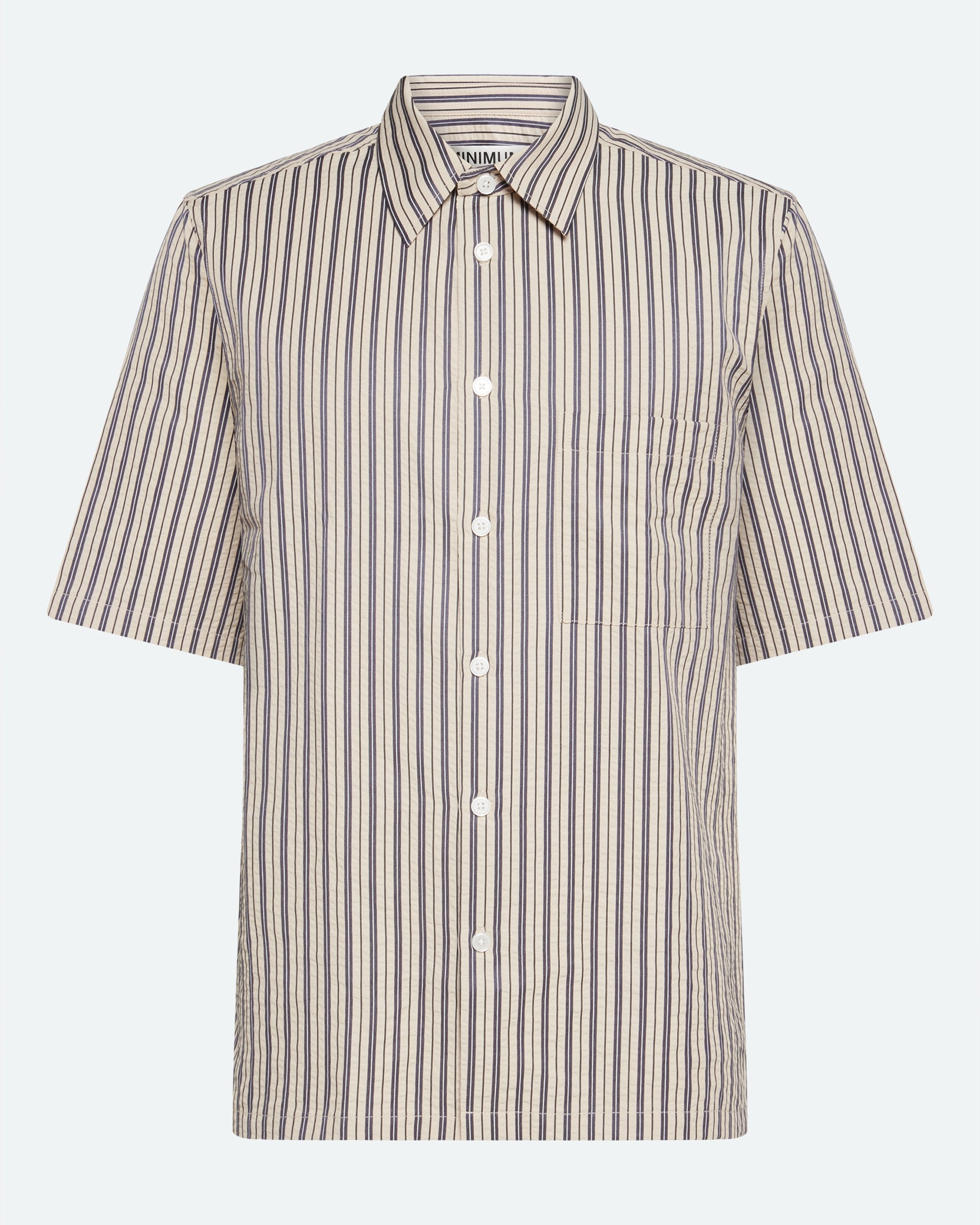 minimum male Nash kortæmet skjorte i striber 4242 Short Sleeved Shirt 0418 Hay