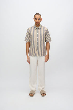 minimum male Nash kortæmet skjorte i striber 4242 Short Sleeved Shirt 0418 Hay