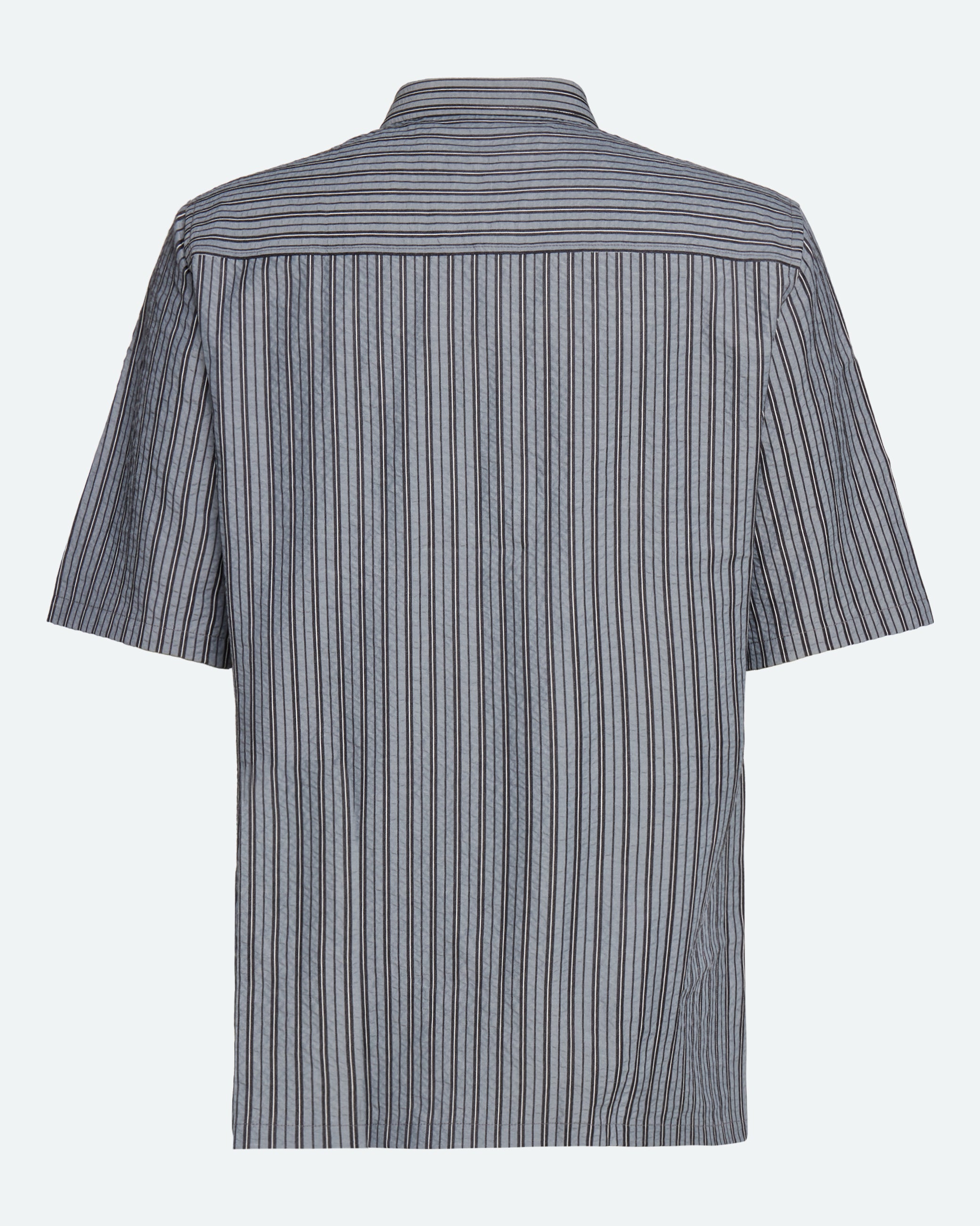 minimum male Nash kortæmet skjorte i striber 4242 Short Sleeved Shirt 999 Black