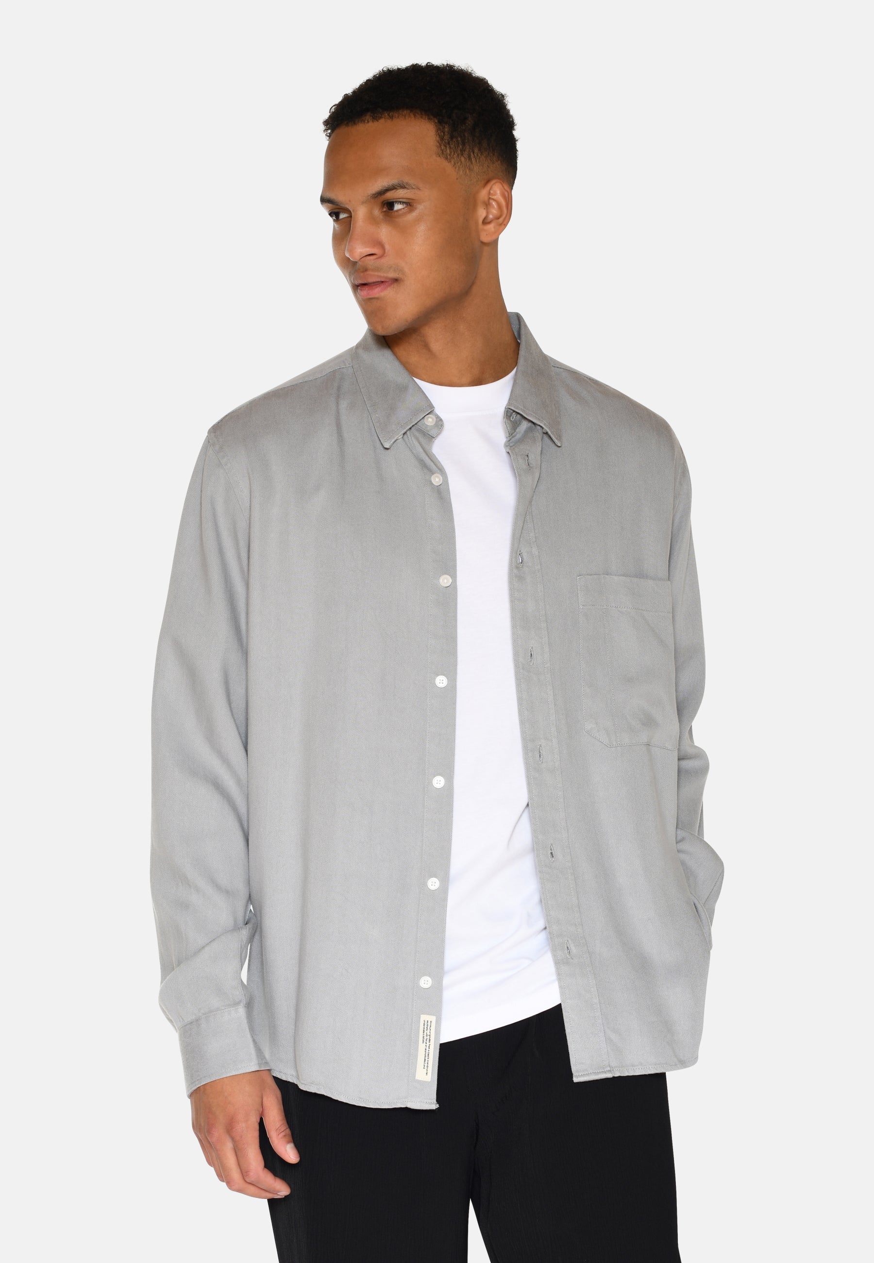 minimum male Pedro langærmet skjorte 3859 Long Sleeved Shirt 910 Light Grey