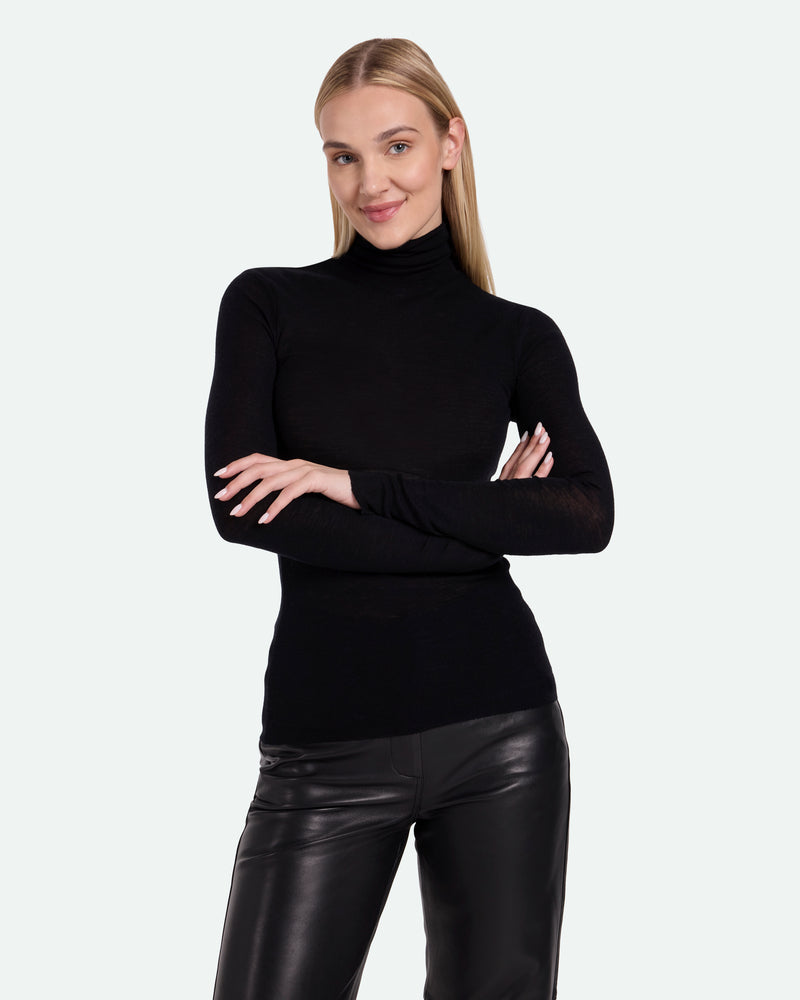 minimum female Pernilles langærmet rullekravetrøje 3736 Turtleneck 999 Black