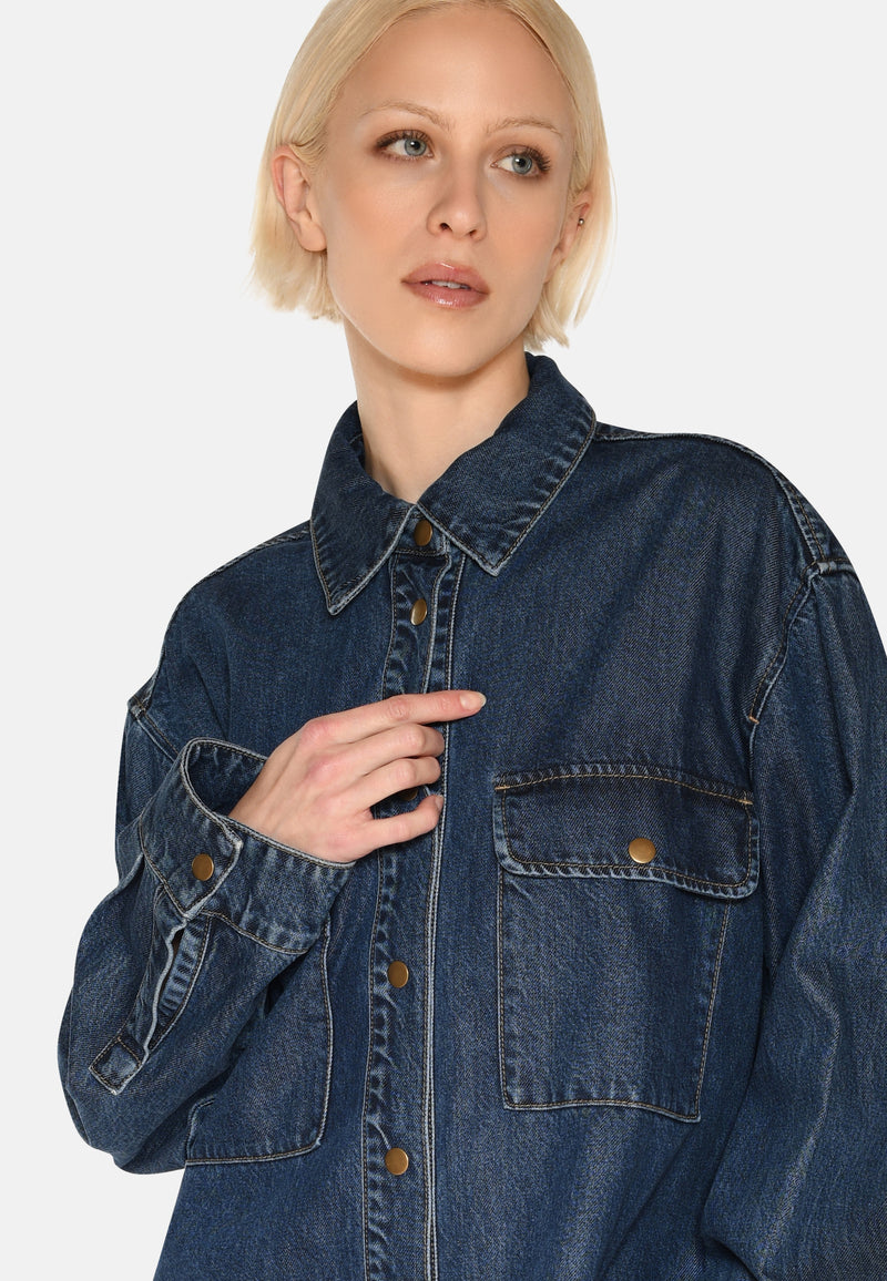 minimum female Siggas denimskjorte 4181 Long Sleeved Shirt 1002 Medium Blue