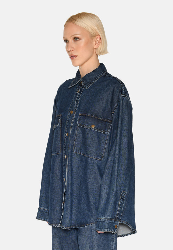 minimum female Siggas denimskjorte 4181 Long Sleeved Shirt 1002 Medium Blue